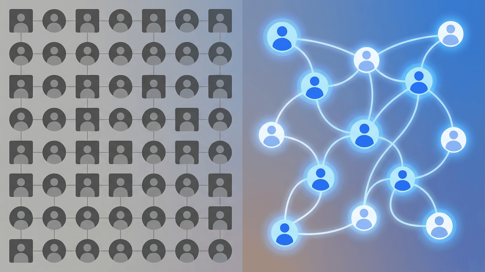 Visual showing the difference between cold database prospecting and intent-based prospecting approaches