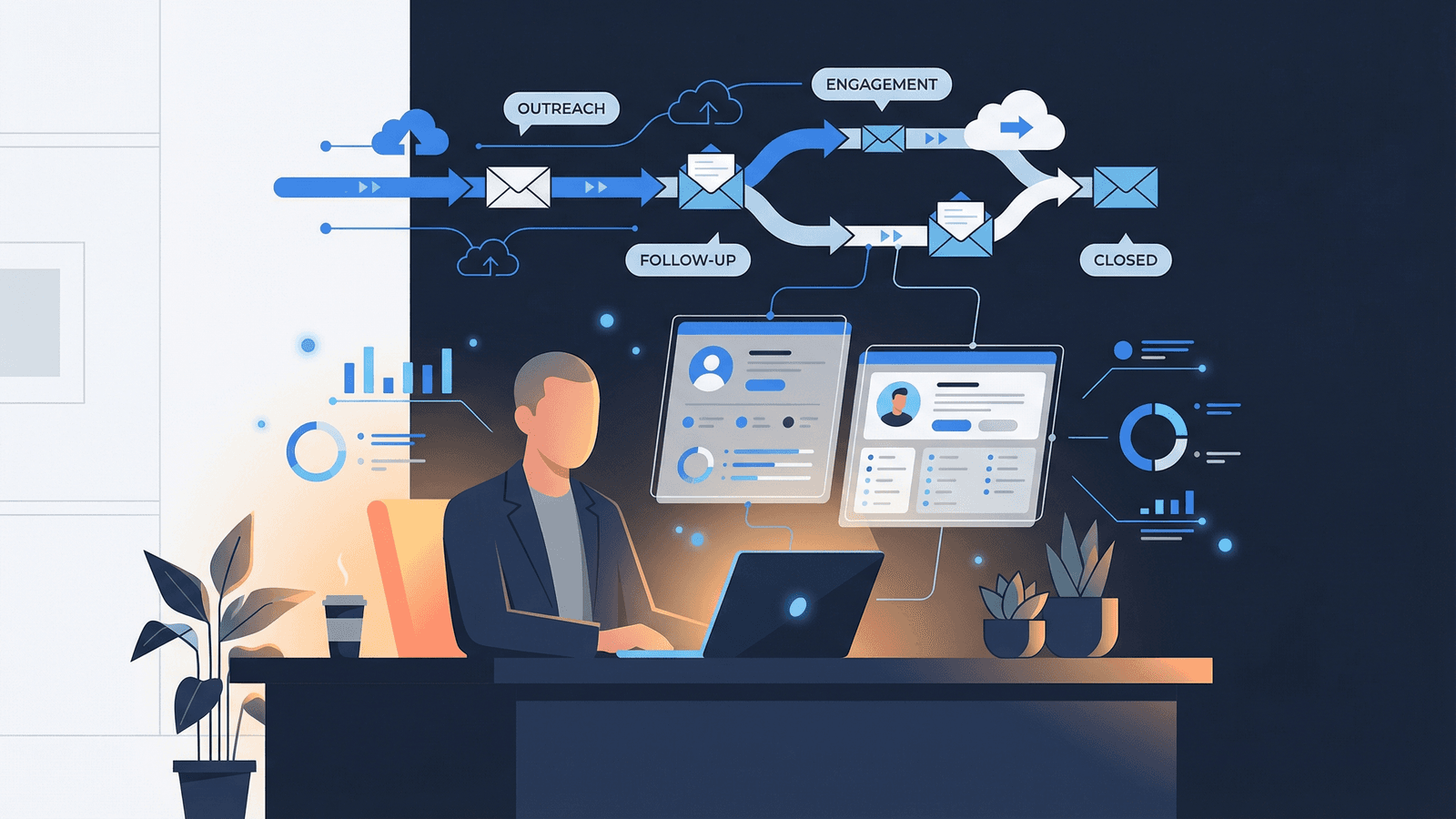 Sales professional analyzing prospect data for personalized outreach